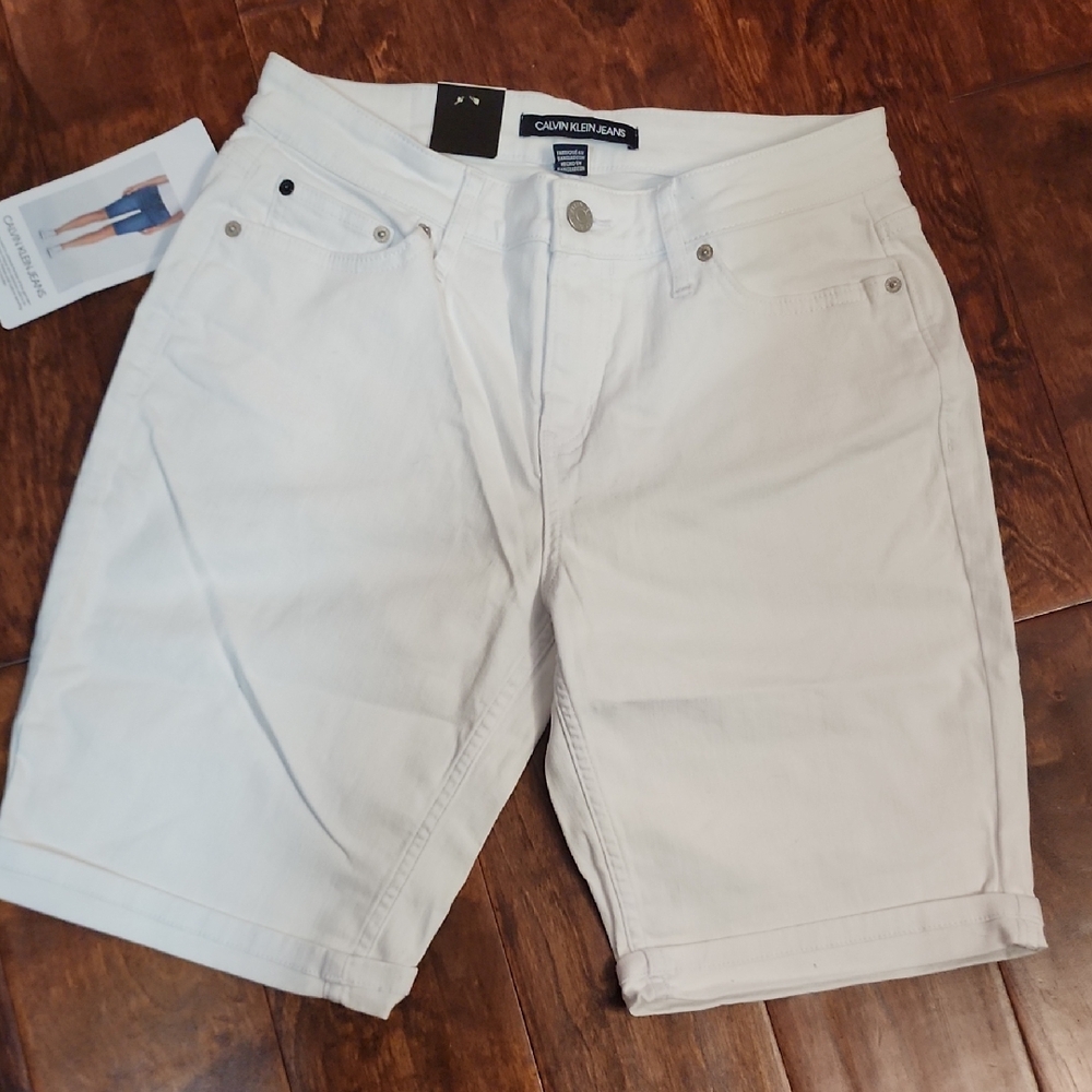 Calvin Klein White Jean Shorts for Women
